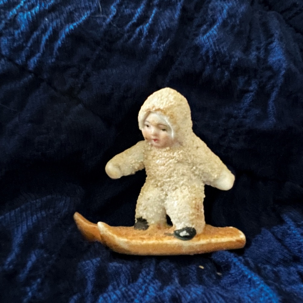 Antique Snow Baby on Skies with Mark on Bottom